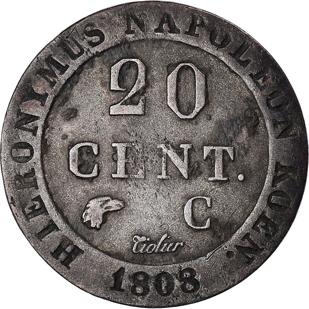 Coin, German States, WESTPHALIA, Jerome, 20 Centimes, 1808, Cassel, VF(30-35)