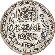 Coin, Tunisia, Ahmad Pasha Bey, 5 Francs, 1936/AH1355, Paris, EF(40-45), Silver