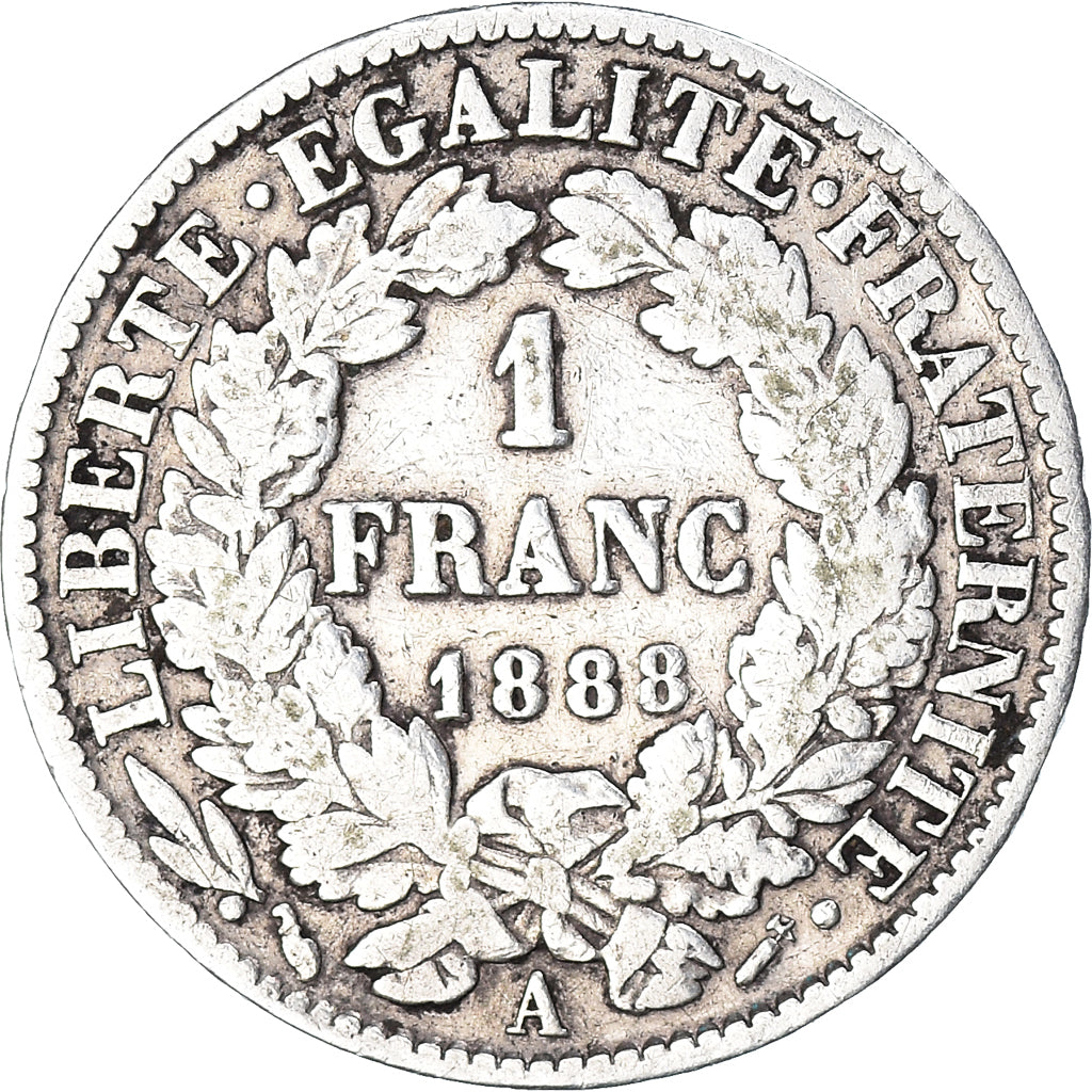 Coin, France, Cérès, Franc, 1888, Paris, VF(20-25), Silver, KM:822.1