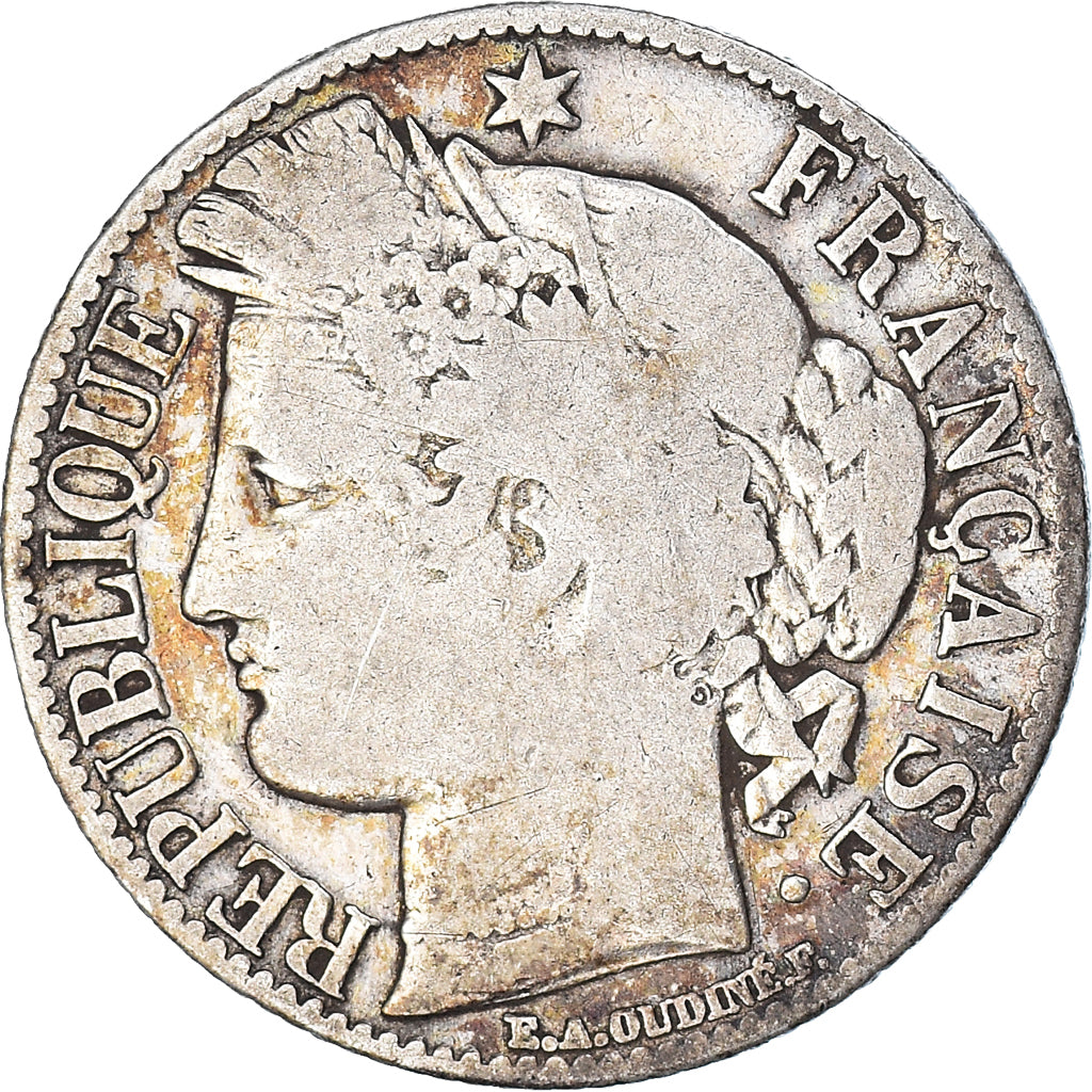 Moneta, Francia, Cérès, Franc, 1871, Paris, MB, Argento, KM:822.1, Gadoury:465