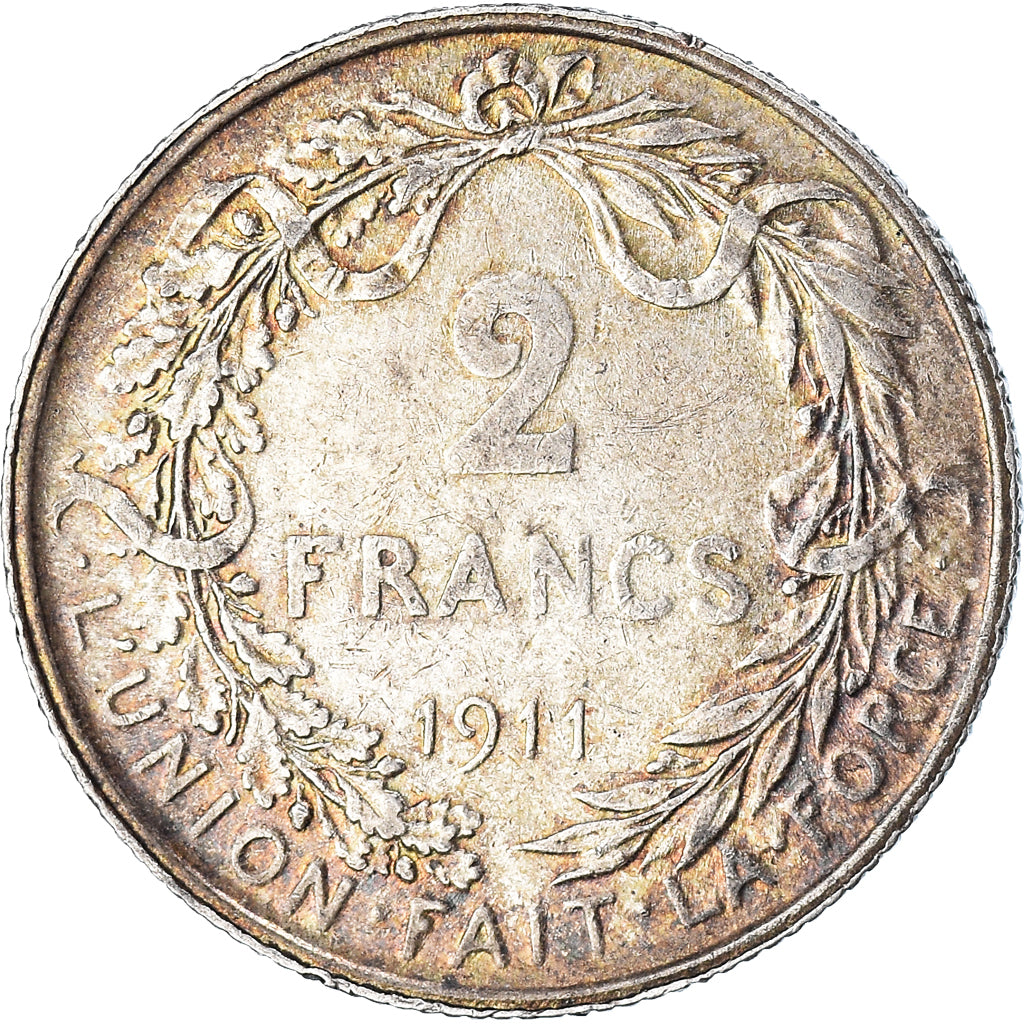 Coin, Belgium, Albert I, 2 Francs, 2 Frank, 1911, EF(40-45), Silver, KM:74