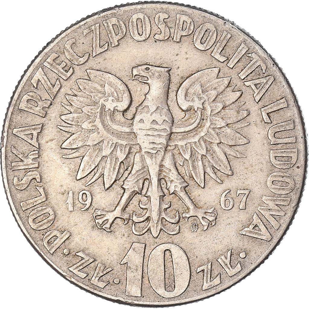 Moeda, Polónia, 10 Zlotych, 1967, Warsaw, EF(40-45), Cobre-níquel, KM:51a