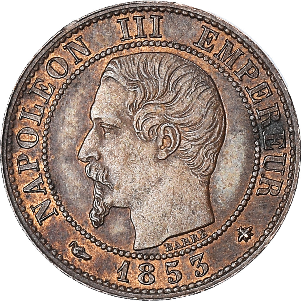Münze, Frankreich, Napoleon III, Centime, 1853, Strasbourg, SS+, Bronze