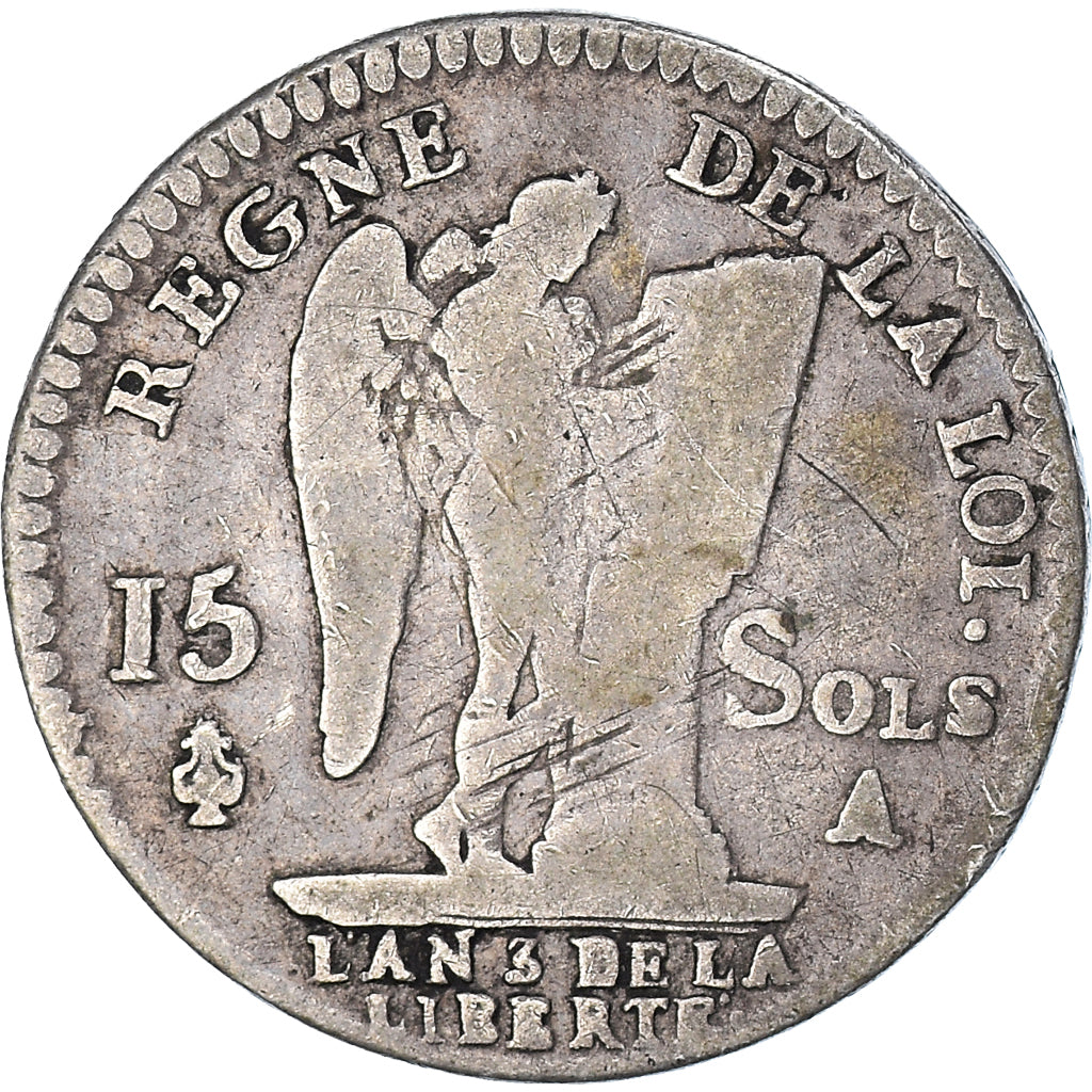 Münze, Frankreich, Louis XVI, 15 Sols, 1791, Paris, SGE+, Silber, KM:604.1