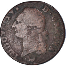 Moneta, Francja, Louis XVI, Sol, 1782, Metz, F(12-15), Miedź, KM:578.2