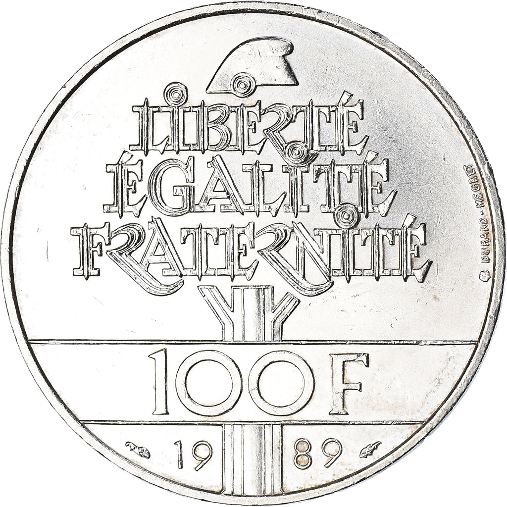 Coin, France, Droits de l'Homme, 100 Francs, 1989, AU(55-58), Silver, KM:970