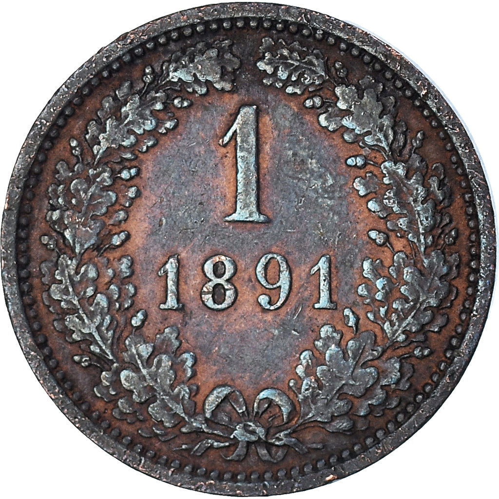 Moneta, Austria, Franz Joseph I, Kreuzer, 1891, BB, Rame, KM:2187