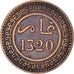 Moeda, Marrocos, 'Abd al-Aziz, 10 Mazunas, AH 1320/1902, EF(40-45), Bronze
