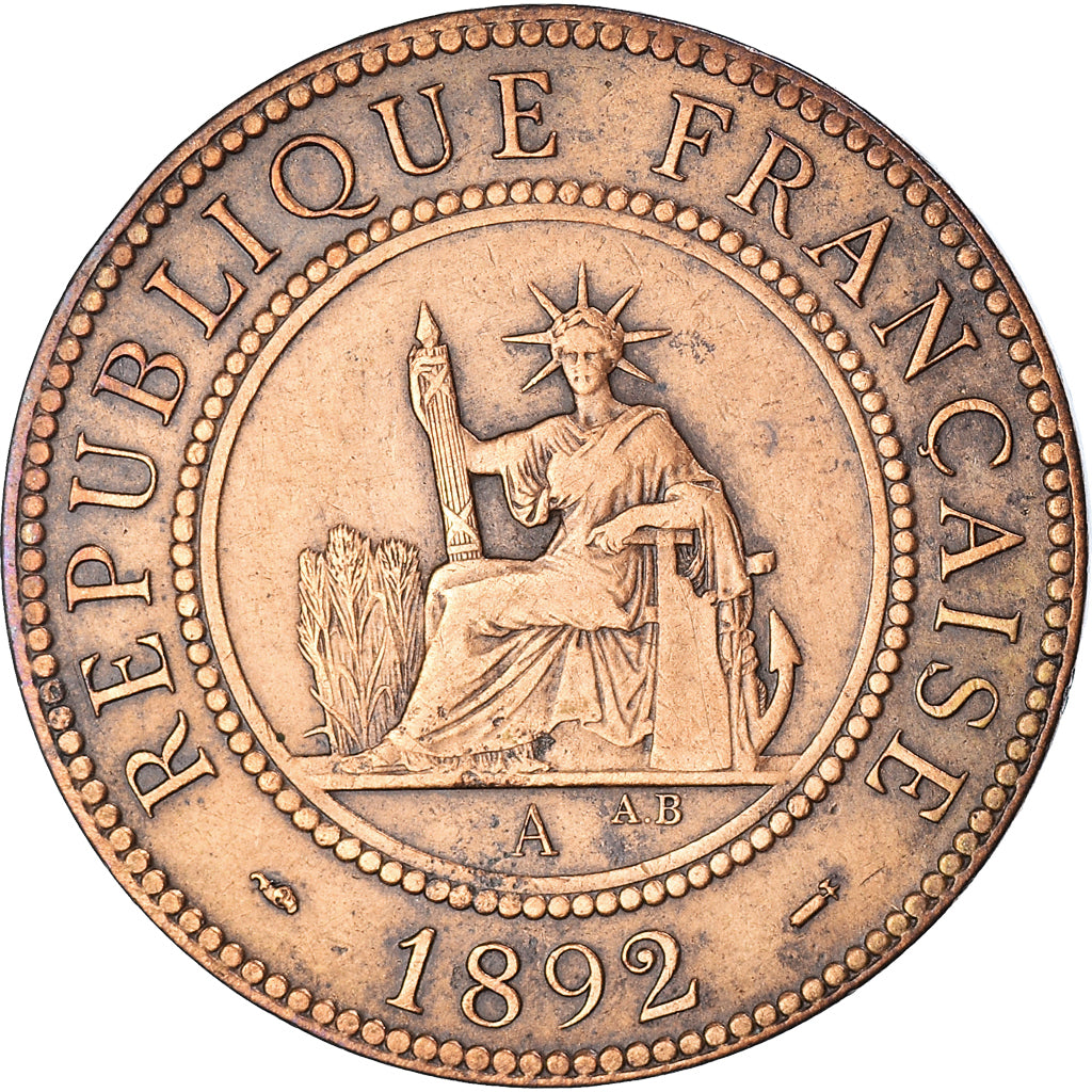 Monnaie, Indochine française, Cent, 1892, Paris, TTB, Bronze, KM:1, Lecompte:43
