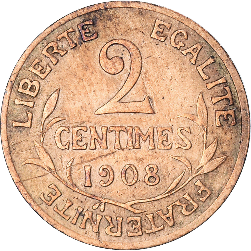 Coin, France, Dupuis, 2 Centimes, 1908, Paris, VF(20-25), Bronze, KM:841