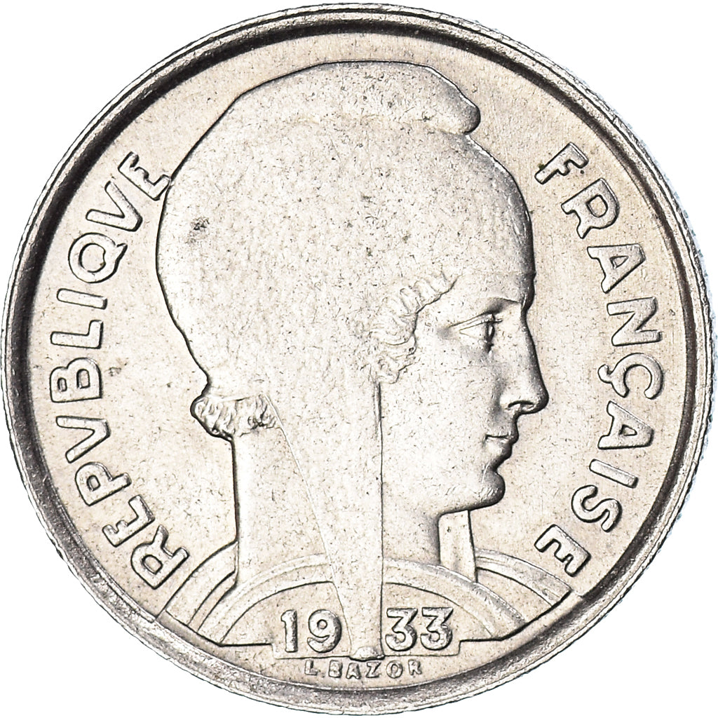 Moneda, Francia, Bazor, 5 Francs, 1933, Paris, MBC+, Níquel, KM:887