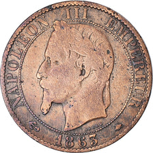 Monnaie, France, Napoleon III, 5 Centimes, 1863, Paris, TB, Bronze, Gadoury:155