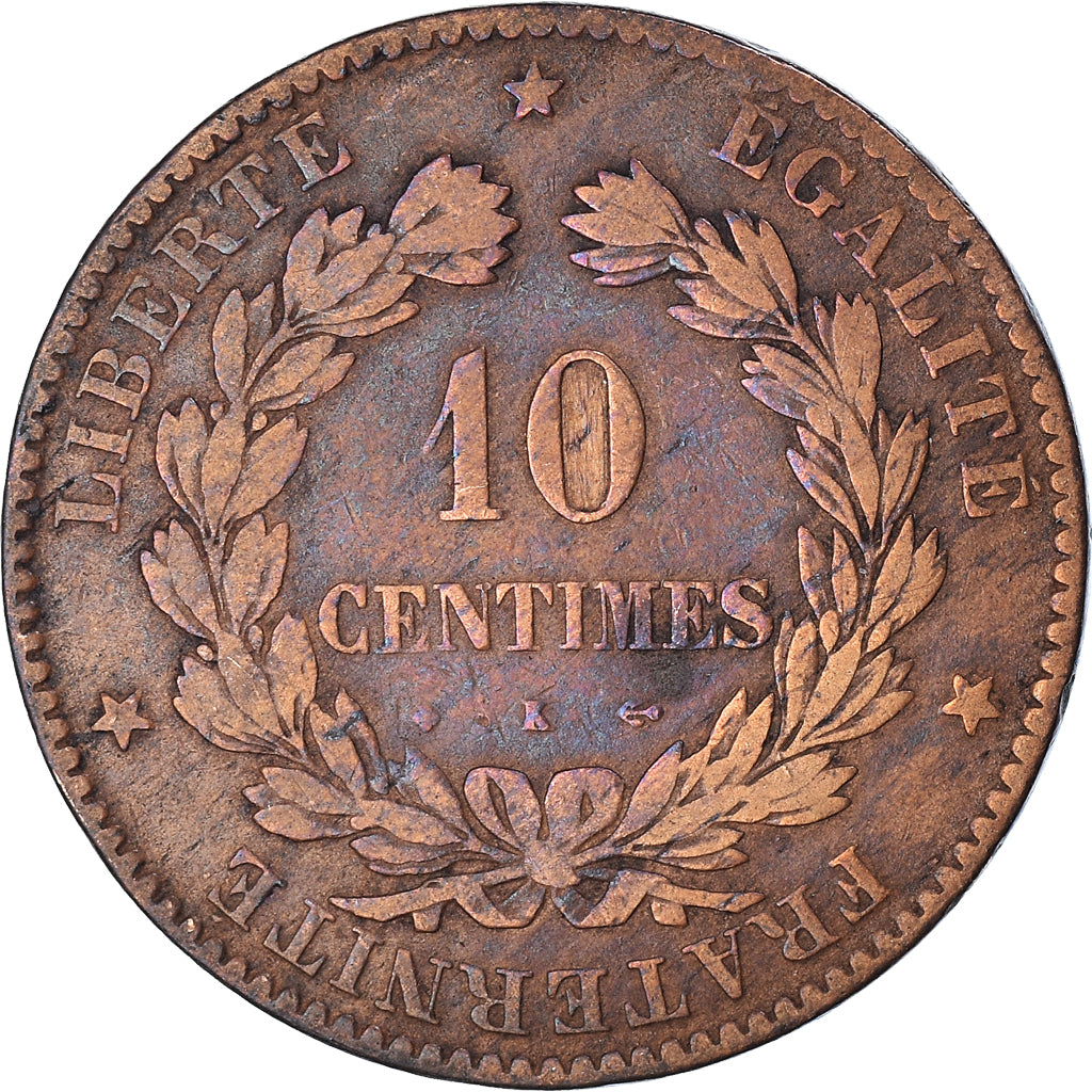 Munten, Frankrijk, Cérès, 10 Centimes, 1873, Bordeaux, ZG+, Bronzen, KM:815.2
