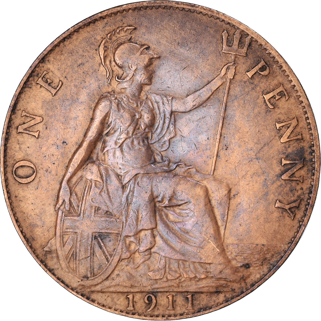 Coin, Great Britain, George V, Penny, 1911, EF(40-45), Bronze, KM:810