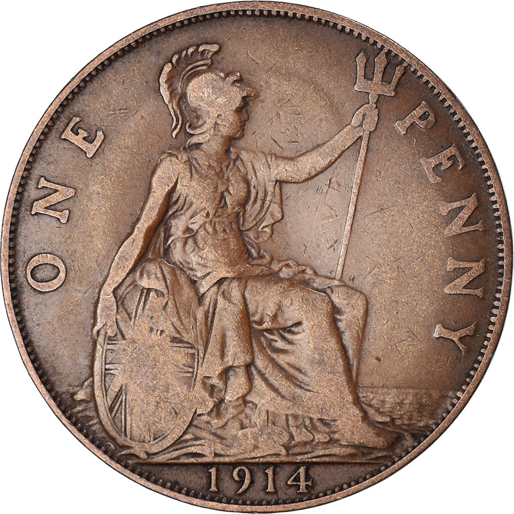 Coin, Great Britain, George V, Penny, 1914, VF(30-35), Bronze, KM:810