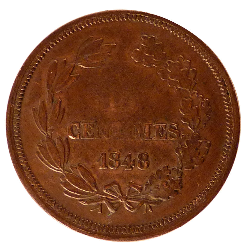 FRANCE, 10 Centimes, 1848, Paris, AU(55-58), Bronze, Gadoury #236, 10.08