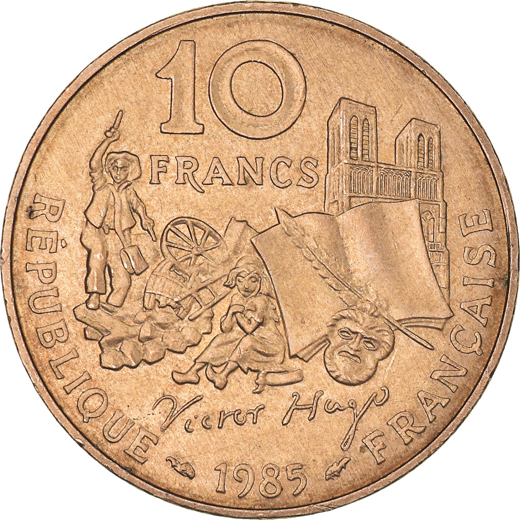 Moneta, Francja, Victor Hugo, 10 Francs, 1985, Tranche A, AU(50-53)