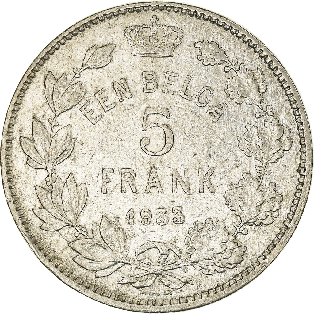 Coin, Belgium, Albert I, 5 Francs, 5 Frank, 1933, EF(40-45), Nickel, KM:98