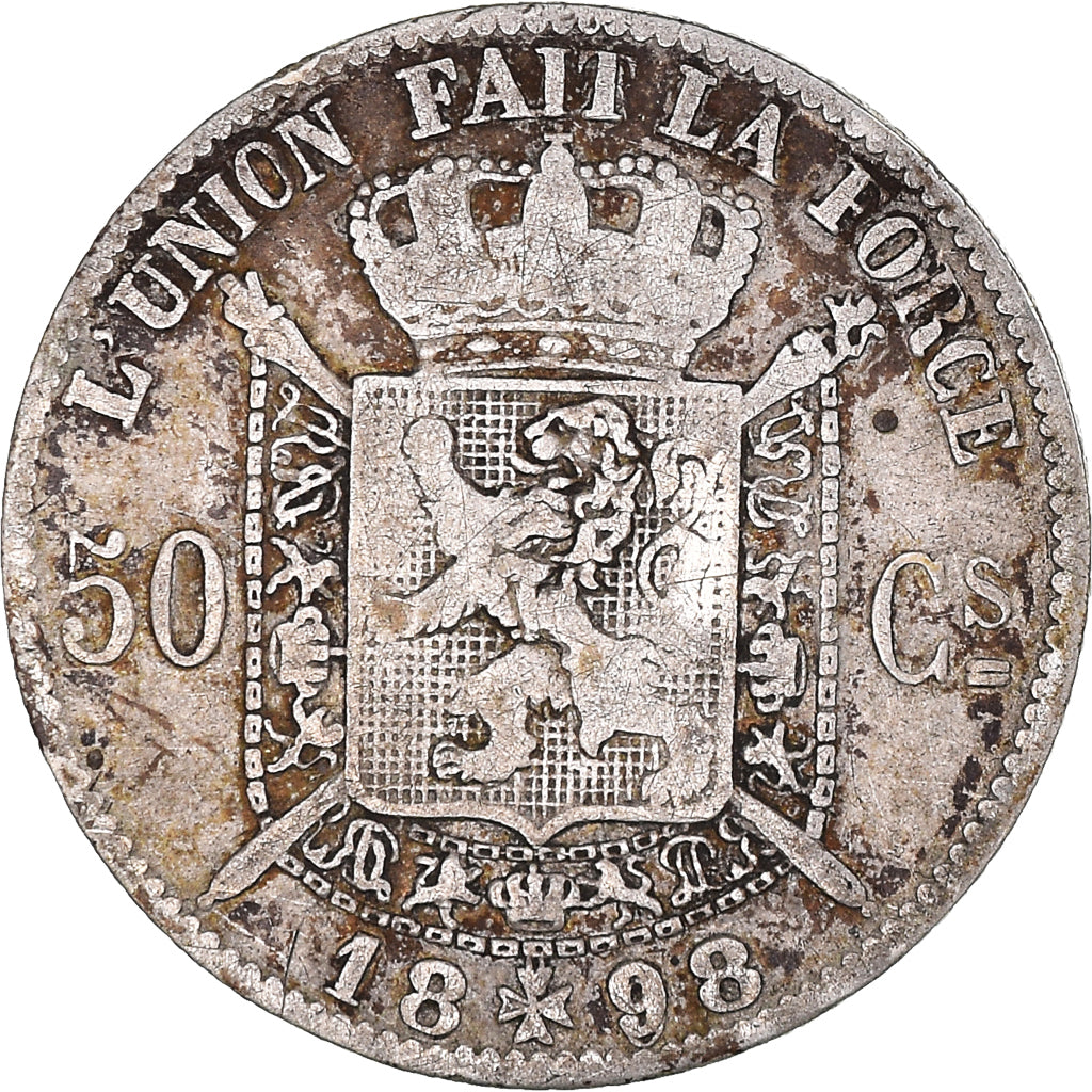 Coin, Belgium, Leopold II, 50 Centimes, 1898, VF(20-25), Silver, KM:26