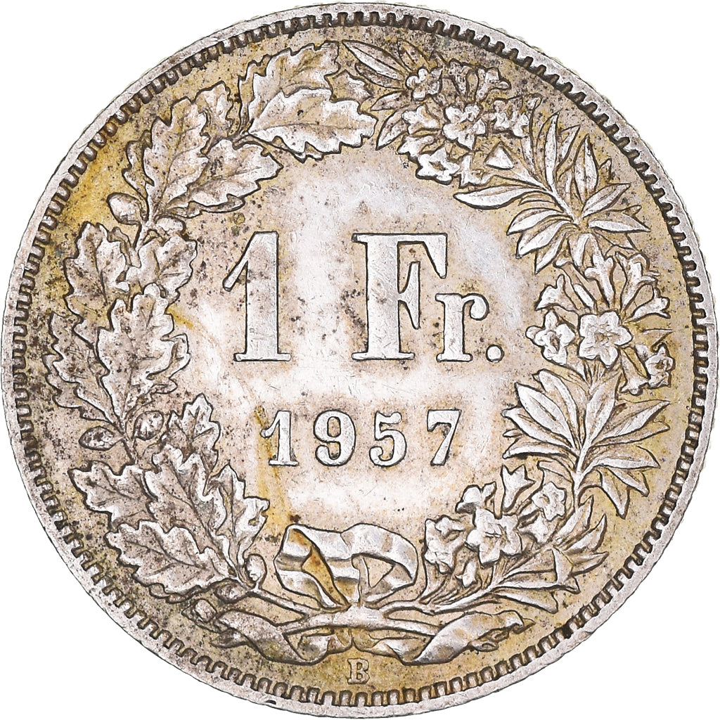 Coin, Switzerland, Franc, 1957, Bern, EF(40-45), Silver, KM:24