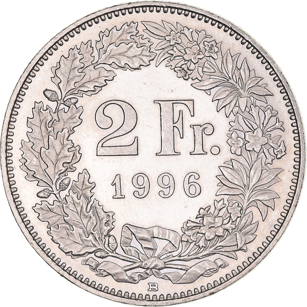 Coin, Switzerland, 2 Francs, 1996, Bern, Proof, MS(63), Copper-nickel, KM:21a.3