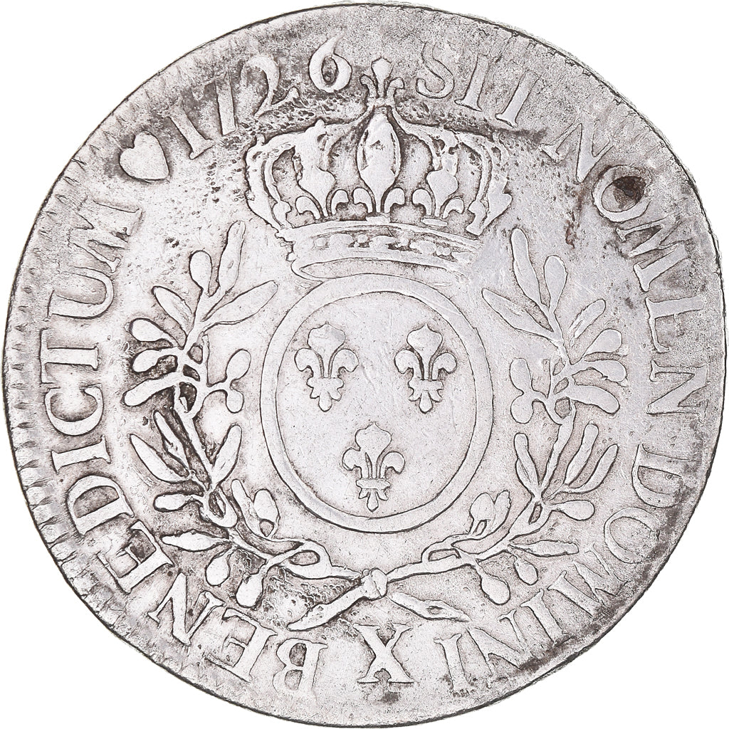 Moneda, Francia, Louis XV, Ecu aux branches d'olivier, 1726, Amiens, BC+, Plata