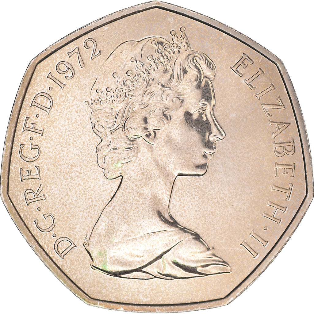Coin, Great Britain, Elizabeth II, 50 New Pence, 1972, MS(64), Copper-nickel