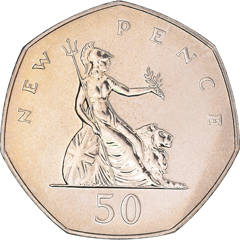 Coin, Great Britain, Elizabeth II, 50 New Pence, 1972, MS(64), Copper-nickel