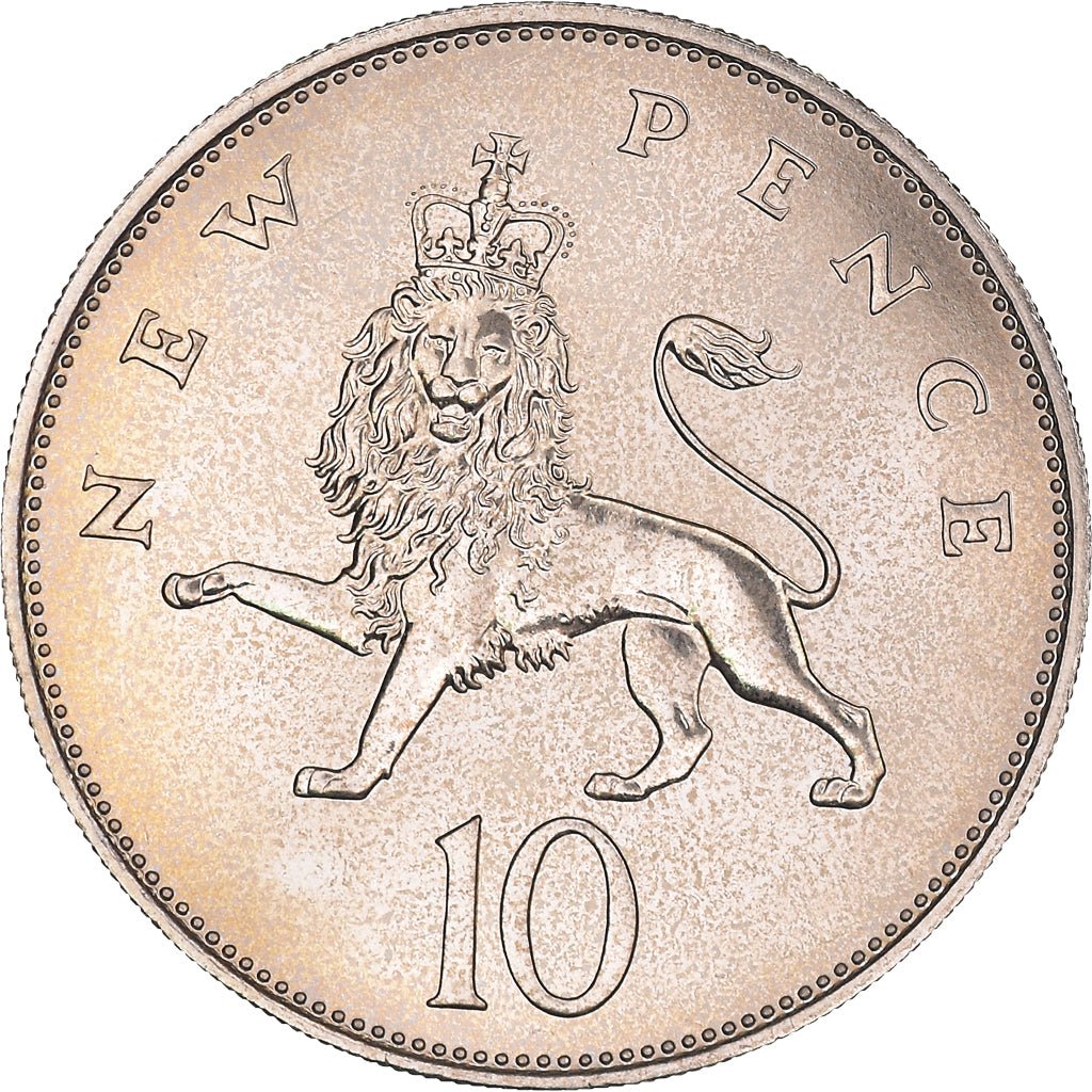 Coin, Great Britain, Elizabeth II, 10 New Pence, 1972, MS(64), Copper-nickel