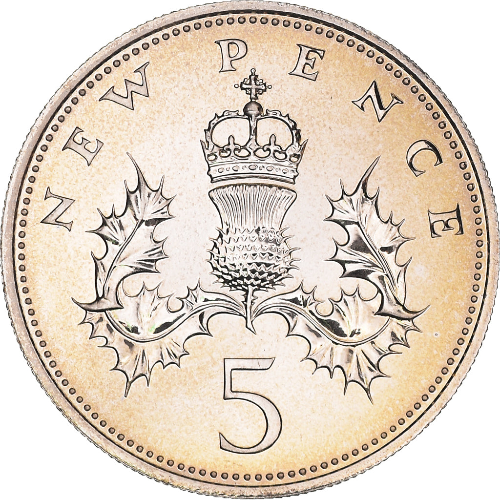 Coin, Great Britain, Elizabeth II, 5 New Pence, 1972, MS(64), Copper-nickel