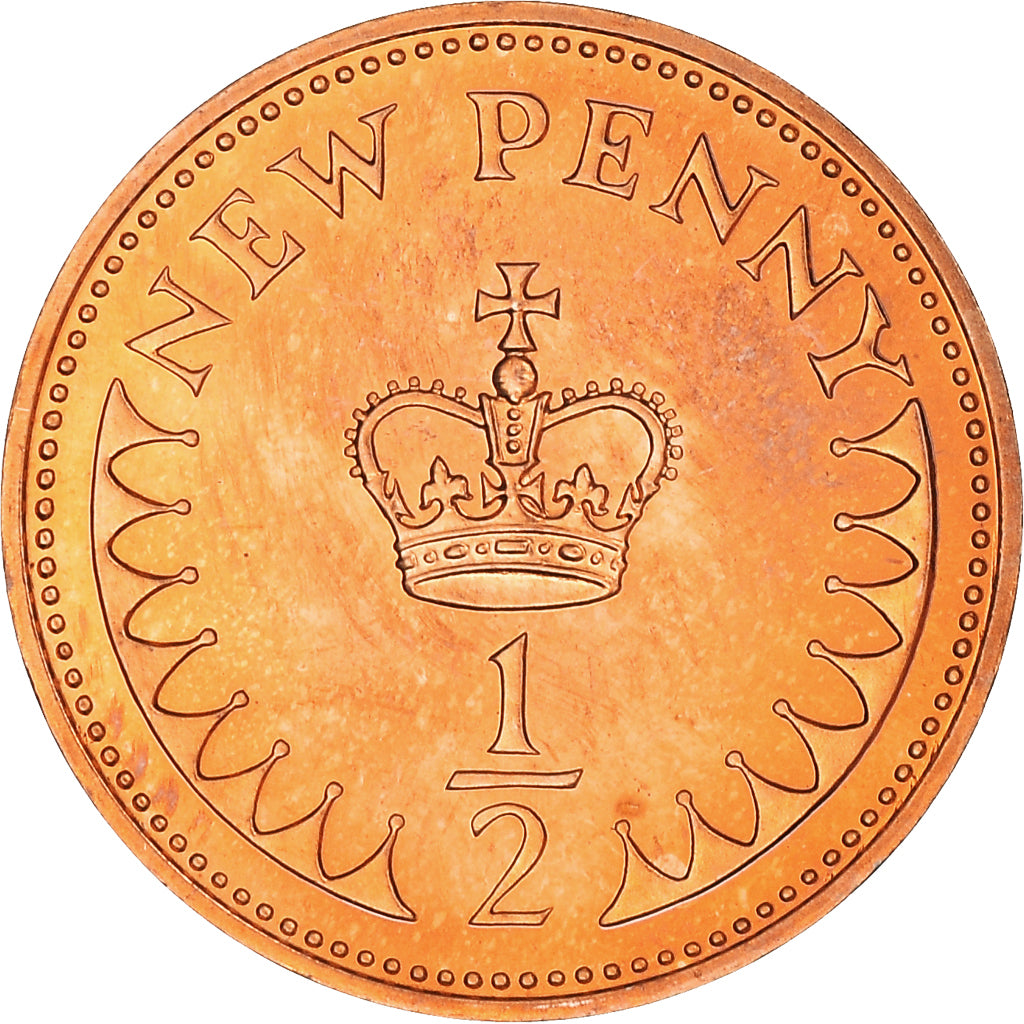 Coin, Great Britain, Elizabeth II, 1/2 New Penny, 1972, MS(64), Bronze, KM:914