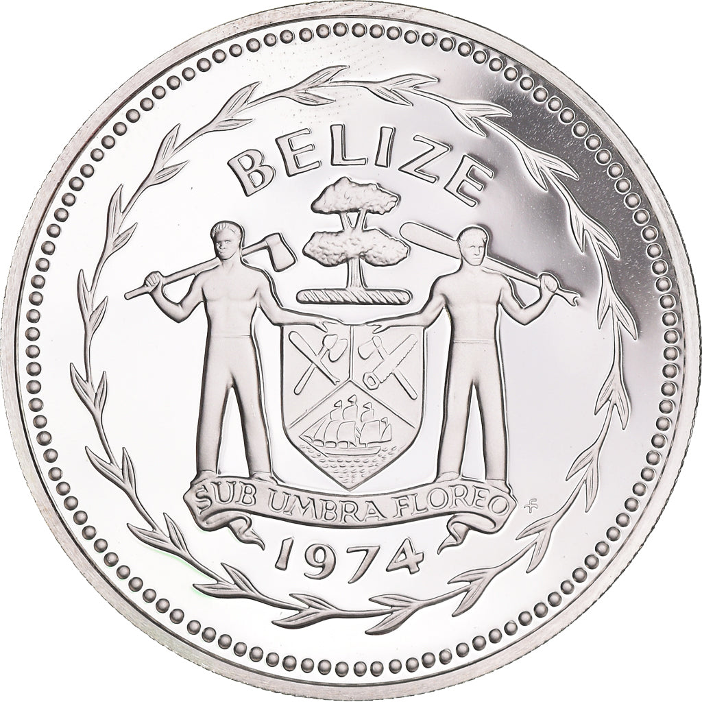 Coin, Belize, 10 Dollars, 1974, Franklin Mint, Proof, MS(64), Silver, KM:45a