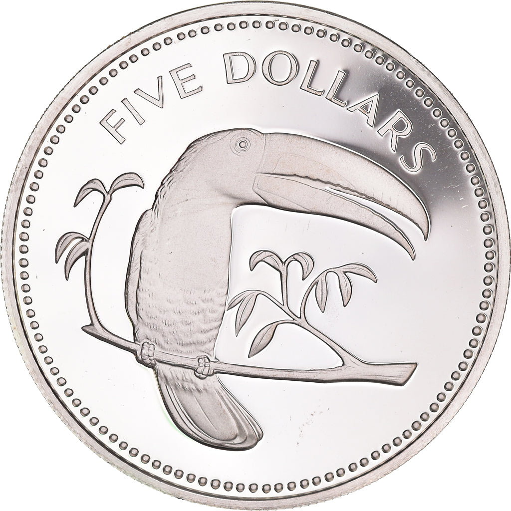 Moneda, Belice, 5 Dollars, 1974, Franklin Mint, Proof, SC+, Plata, KM:44a