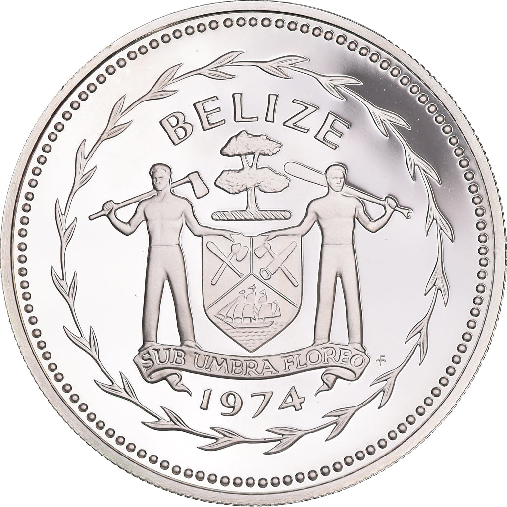 Moneda, Belice, 5 Dollars, 1974, Franklin Mint, Proof, SC+, Plata, KM:44a
