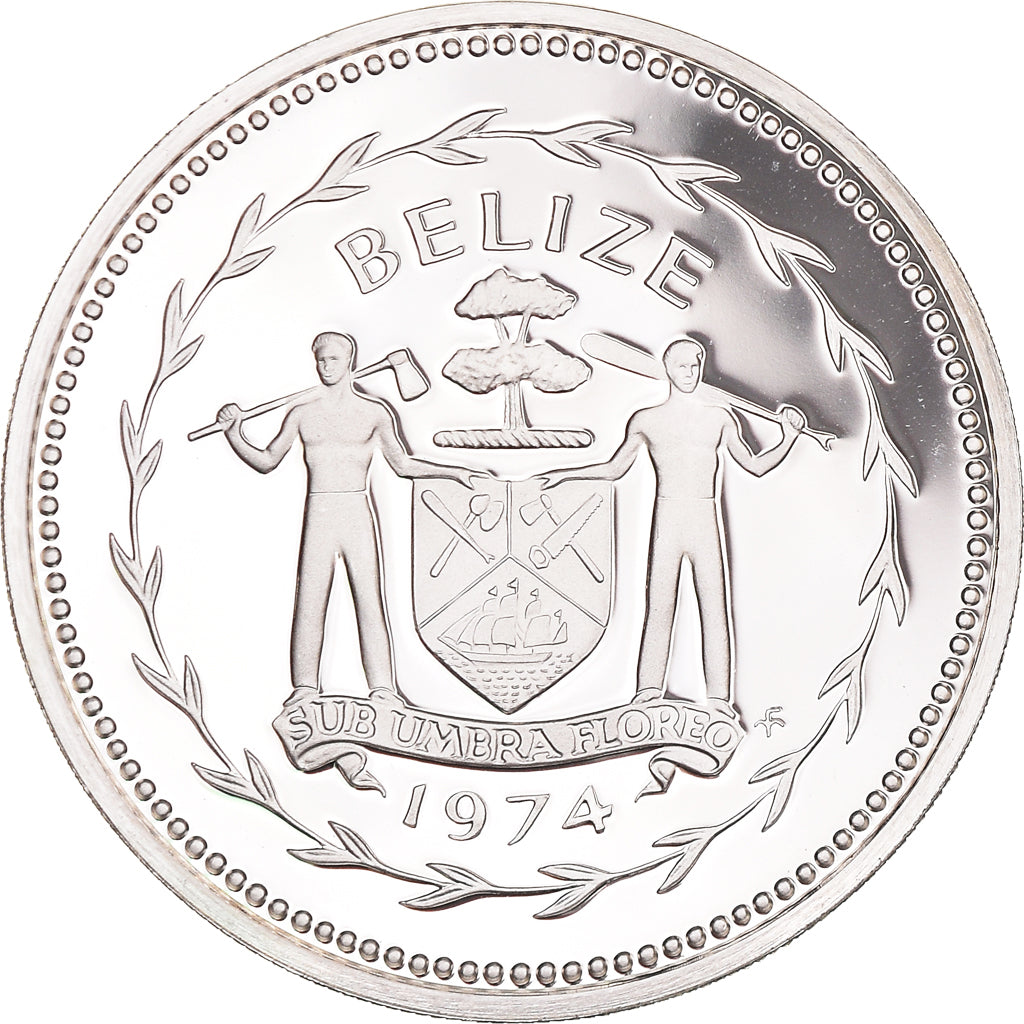 Coin, Belize, 50 Cents, 1974, Franklin Mint, Proof, MS(64), Silver, KM:42a