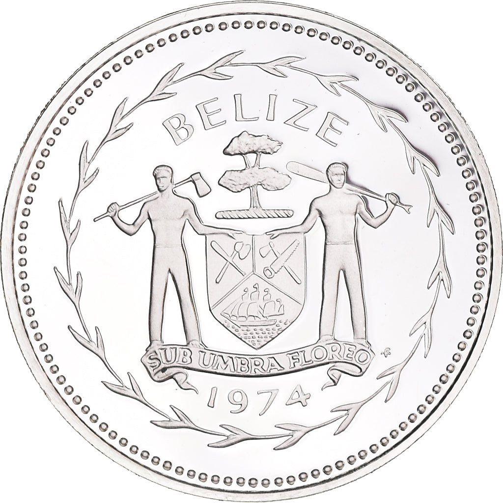 Moneda, Belice, 25 Cents, 1974, Franklin Mint, Proof, SC+, Plata, KM:41a