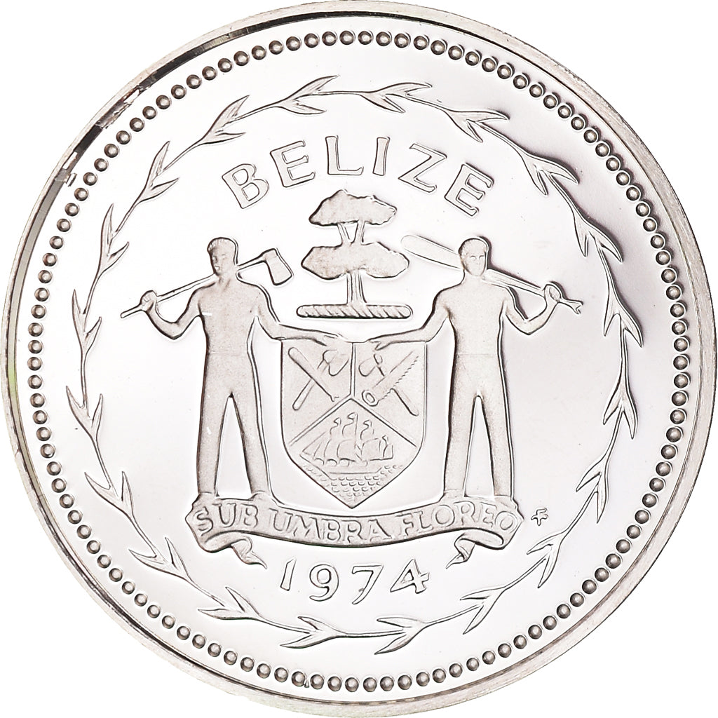Moneda, Belice, 5 Cents, 1974, Franklin Mint, Proof, SC+, Plata, KM:39a