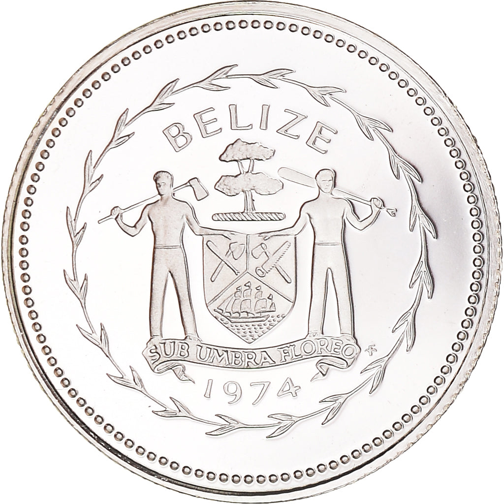 Moneta, Belize, 10 Cents, 1974, Franklin Mint, Proof, MS(64), Srebro, KM:40a