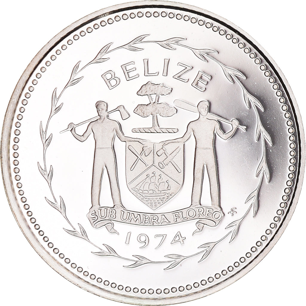Munten, Belize, Cent, 1974, Franklin Mint, Proof, UNC, Zilver, KM:38a