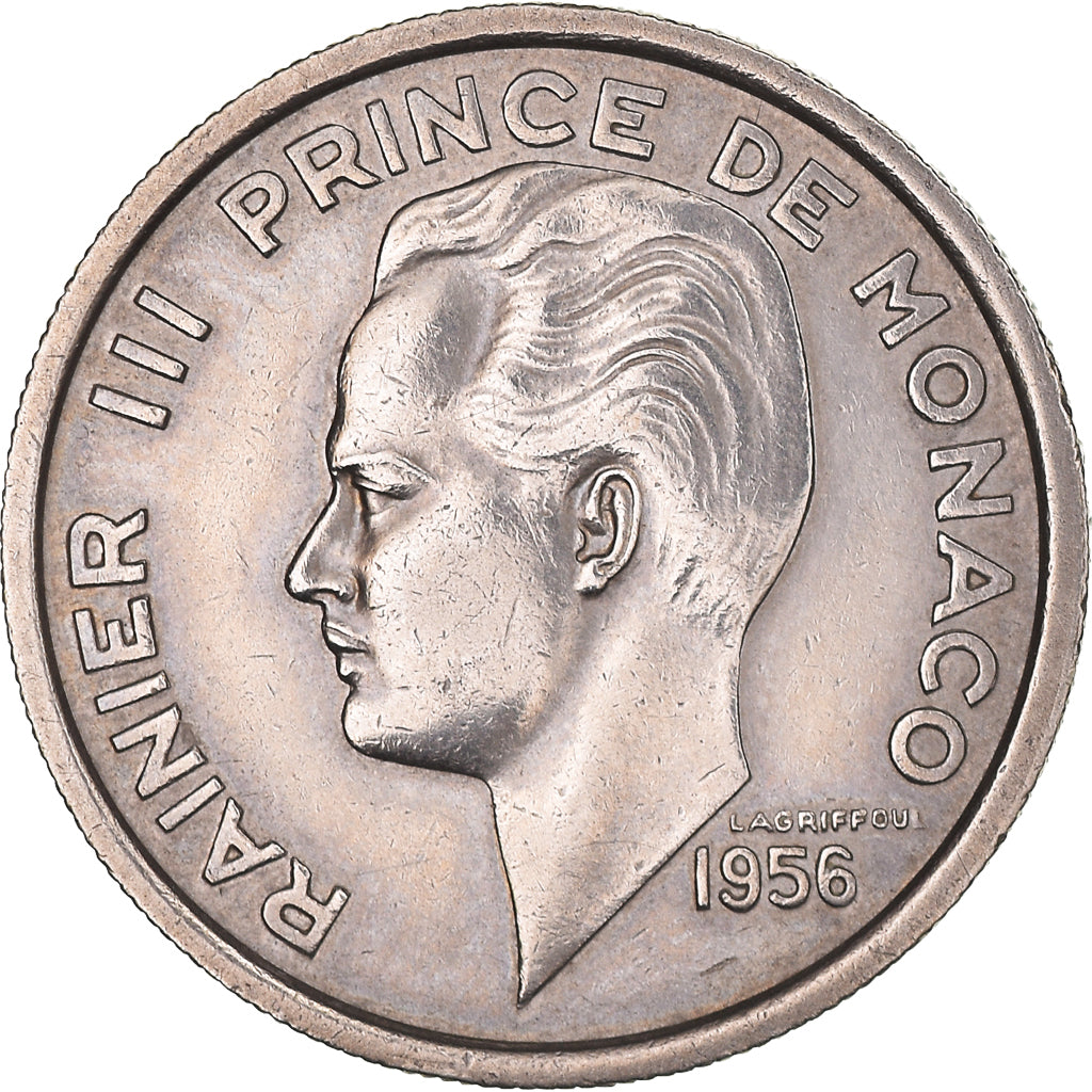 Coin, Monaco, Rainier III, 100 Francs, Cent, 1956, AU(50-53), Copper-nickel