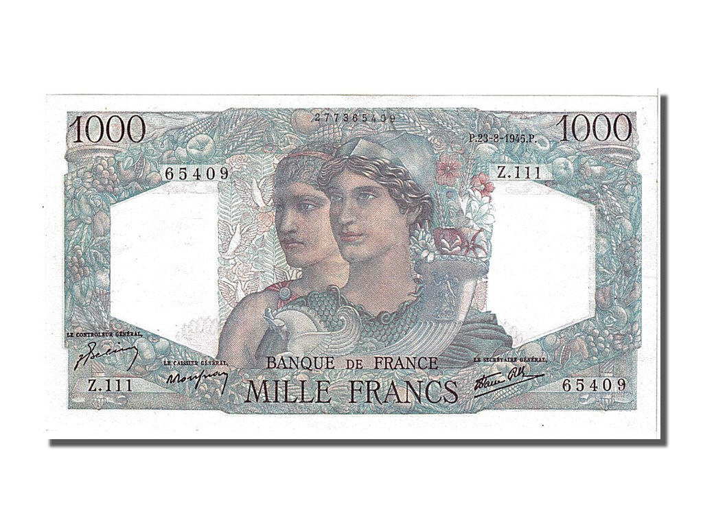 France, 1000 Francs, 1 000 F 1945-1950 ''Minerve et Hercule'', 1945, KM #130a,..