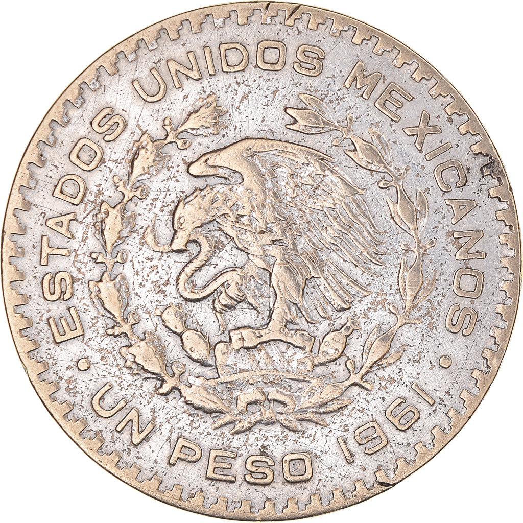 Coin, Mexico, Peso, 1961, Mexico City, EF(40-45), Silver, KM:459