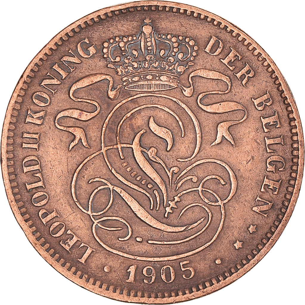 Coin, Belgium, Leopold II, 2 Centimes, 1905, EF(40-45), Copper, KM:36
