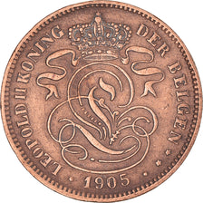Coin, Belgium, Leopold II, 2 Centimes, 1905, EF(40-45), Copper, KM:36