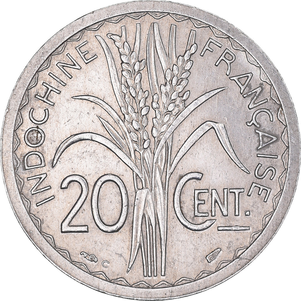 Coin, FRENCH INDO-CHINA, 20 Cents, 1945, Paris, AU(50-53), Aluminum, KM:29.1
