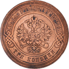 Monnaie, Russie, Nicholas II, 3 Kopeks, 1882, St. Petersburg, TTB, Cuivre