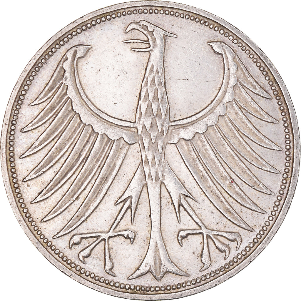 Moneta, Niemcy - RFN, 5 Mark, 1967, Stuttgart, EF(40-45), Srebro, KM:112.1