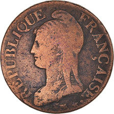 Moeda, França, Dupré, 5 Centimes, AN 8 (1799-1800), Metz, VF(20-25), Bronze