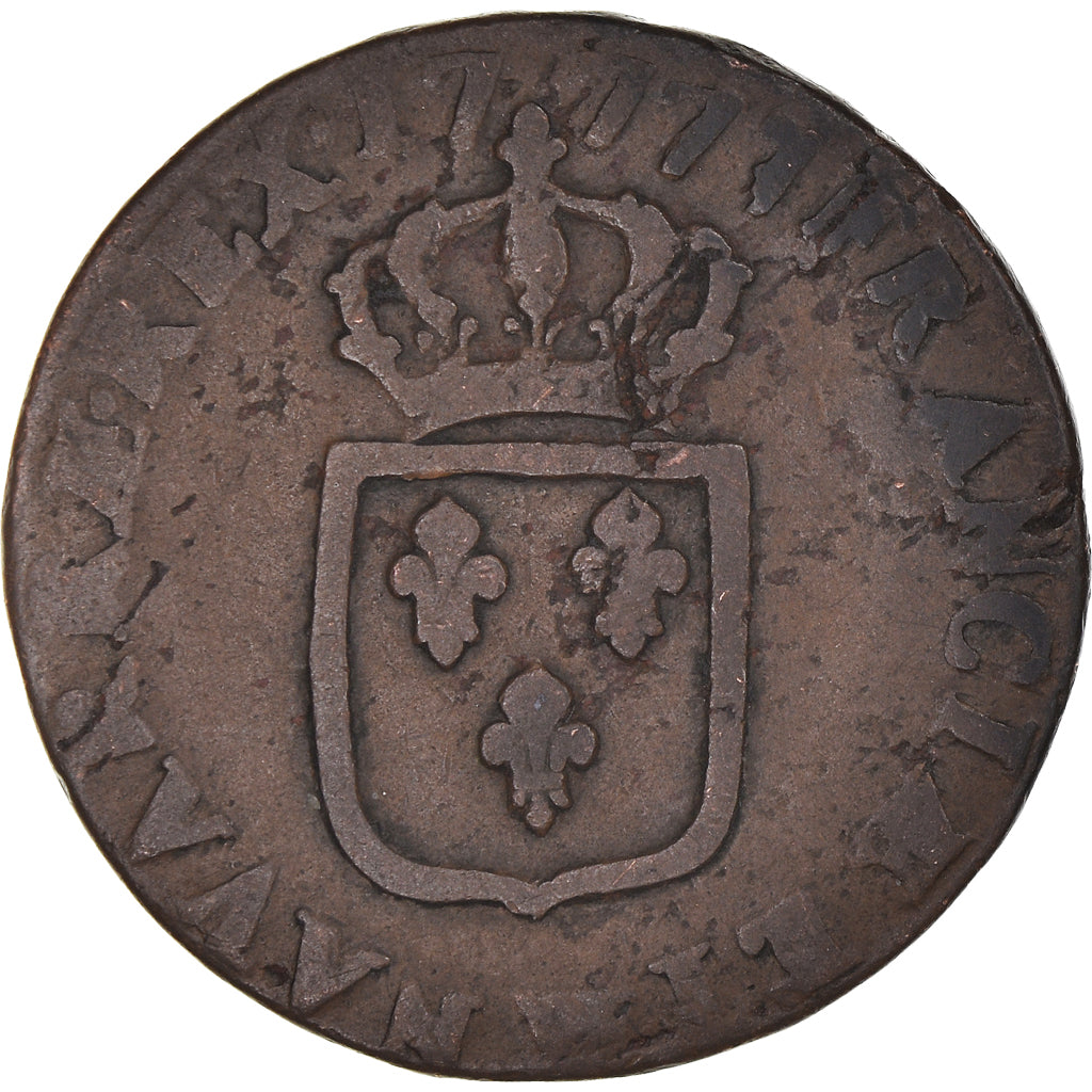 Moneta, Francia, Louis XVI, Sol, 1777, Lille, MB, Rame, KM:578.16, Gadoury:350