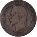 Moneda, Francia, Napoleon III, 10 Centimes, 1862, Bordeaux, BC, Cobre, KM:798.3